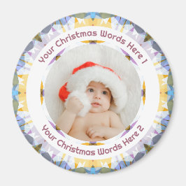 Íman Primeiro Natal do Bebê Roxo Amarelo Foto da Famíli