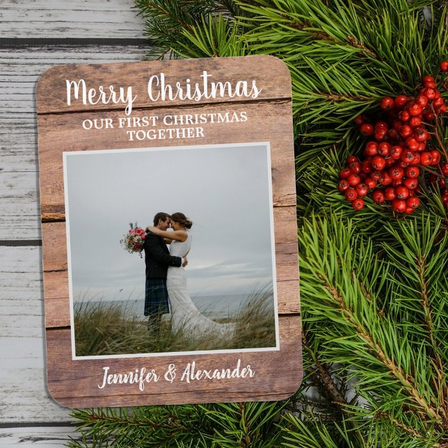 Íman Primeiro Natal juntos Foto de Natal Feliz (Create your own First Christmas together Merrry Christmas photo Magnet)