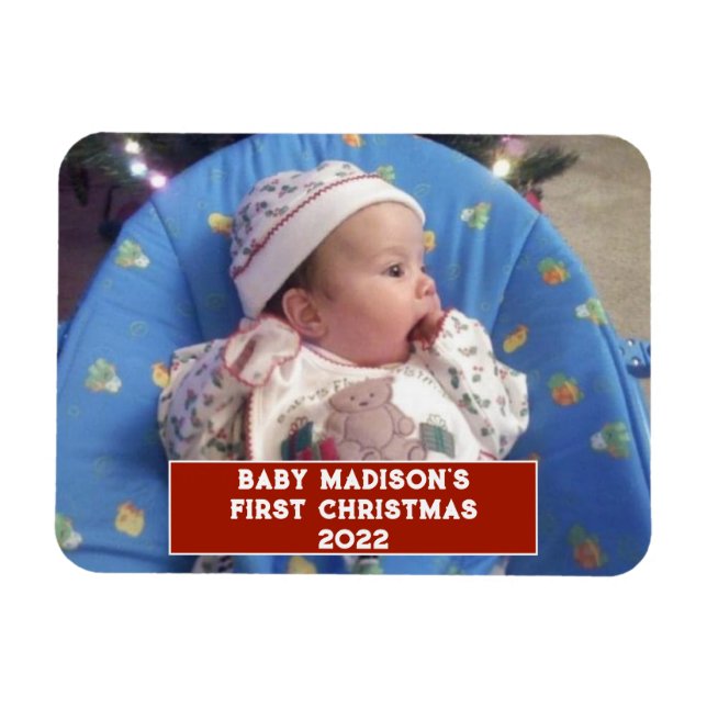 Íman Primeiro Natal Personalizado do Bebê (Horizontal)