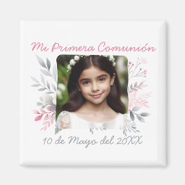 Íman Primera Comunitat con Foto y Flores Espanhol