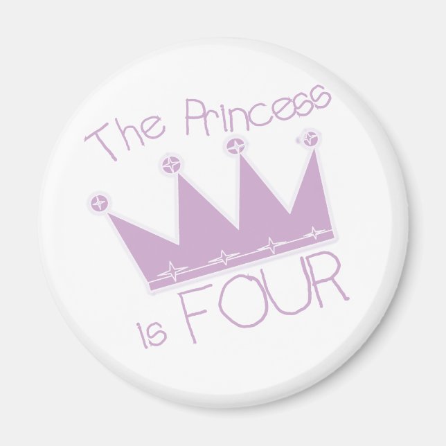 Íman Princesa Coroa 4ª Camisetas de Aniversário (Frente)