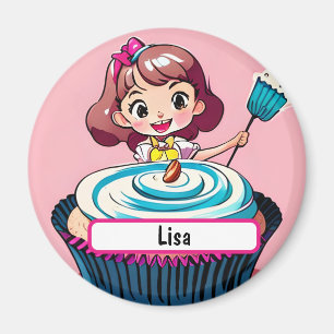 Íman Princesa Cupcake Rosa Com Caráter Personalizável
