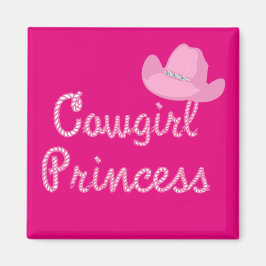 Íman Princesa De Cowgirl Ocidental Com Chapéu Rosa