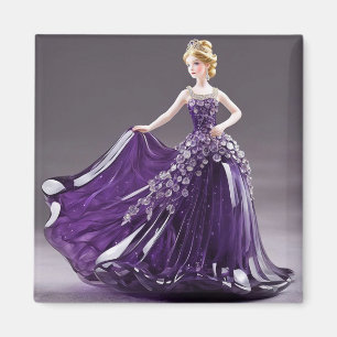 Íman Princesa de cristal com vestido roxo