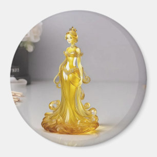 Íman Princesa de vidro cristal com vestido amarelo
