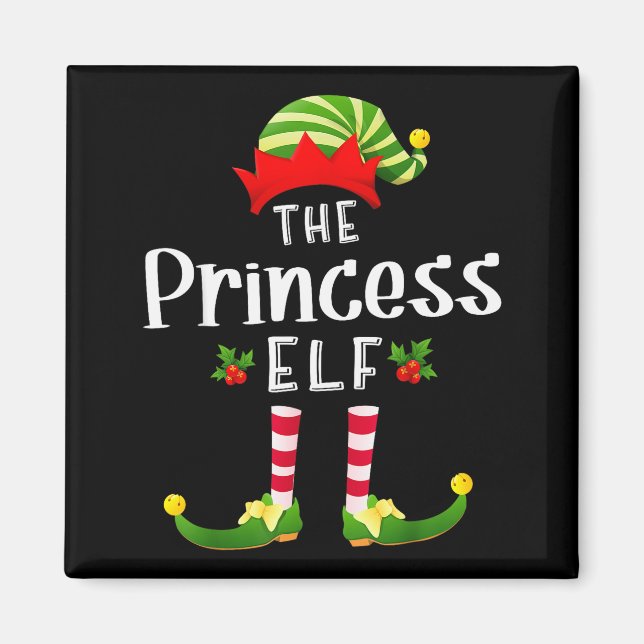 Íman Princesa do Elfo de Natal Camisa de Dormir Combina (Frente)