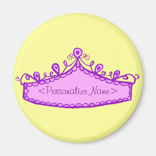 Íman Princesa Tiara, Rosa, Coroa Com Nome Personalizado