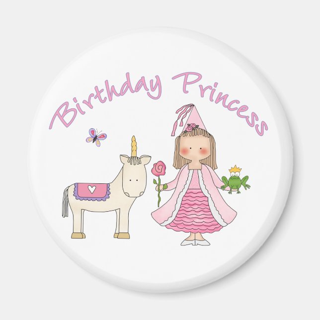 Íman Princesa Unicorn Birthday Girl (Frente)
