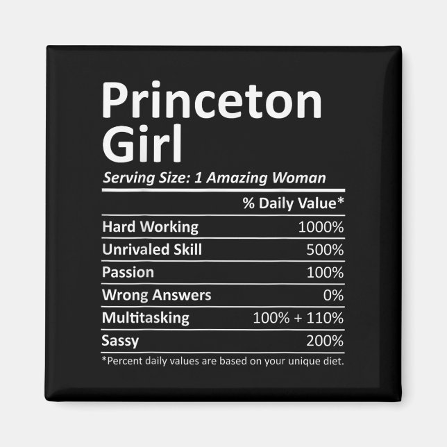 Íman Princeton Girl Nj New Jersey Funny City Home Roots (Frente)
