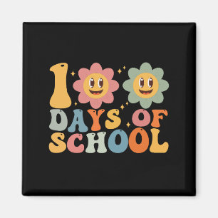 Íman Professor Crianças Retro Groovy 100 Dias de Escola