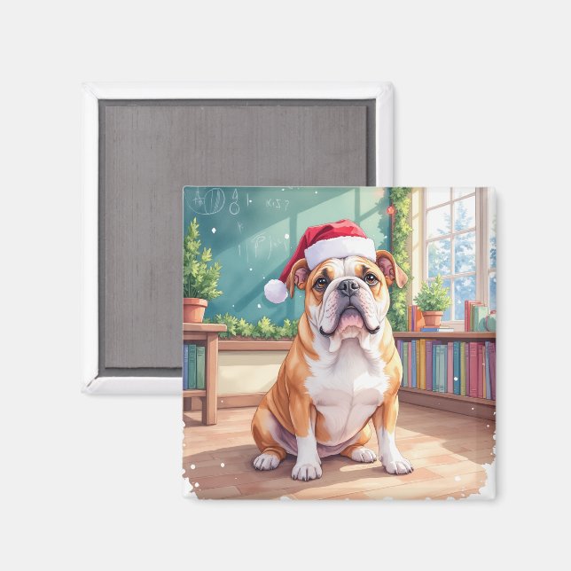 Íman Professor de Bulldog Inglês Sala de Aula Chapéu de (Front/Back)