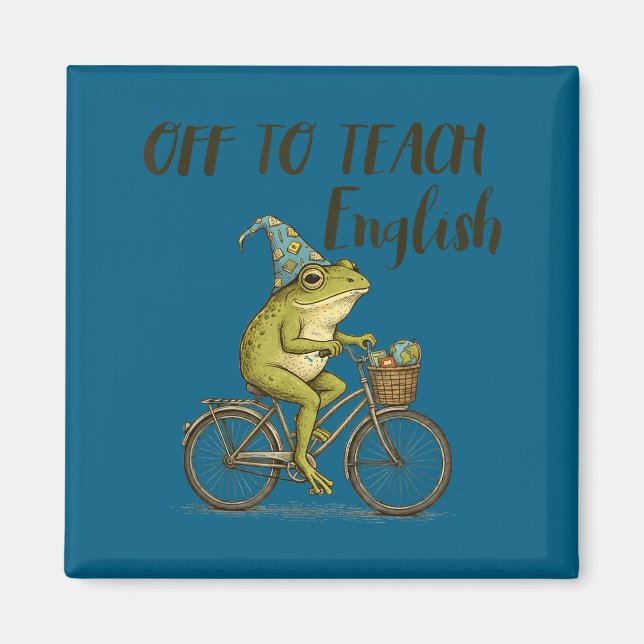 Íman Professor de Inglês Sapo Engraçado Ensino Arte Grá (Frente)