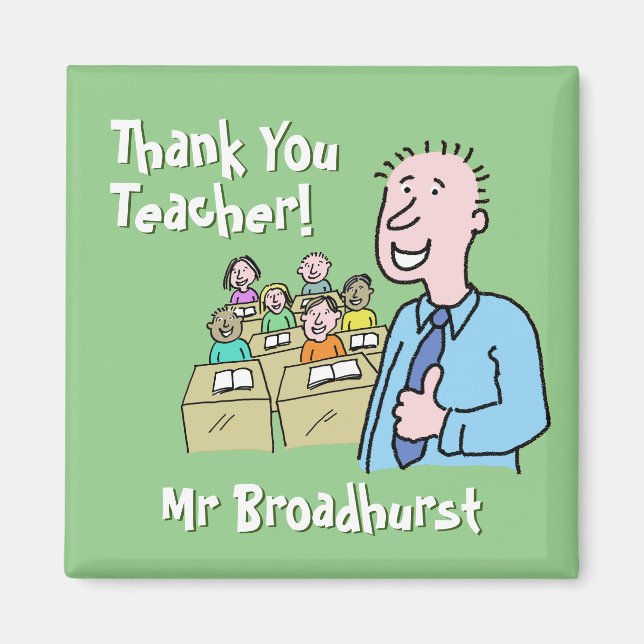 Íman Professor Presente. Obrigado a um professor mascul (Frente)