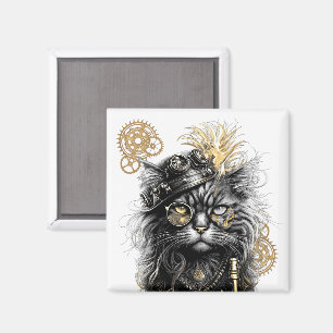 Íman Professor Sprocket-Paws O Gato Steampunk Funky