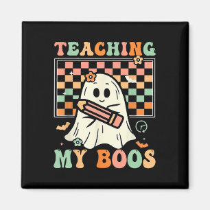 Íman Professora Cute Ghost Groovy Professora Halloween