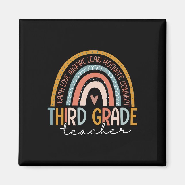 Íman Professora Grau Ensino Amor Inspira Boho Rainbow (Frente)