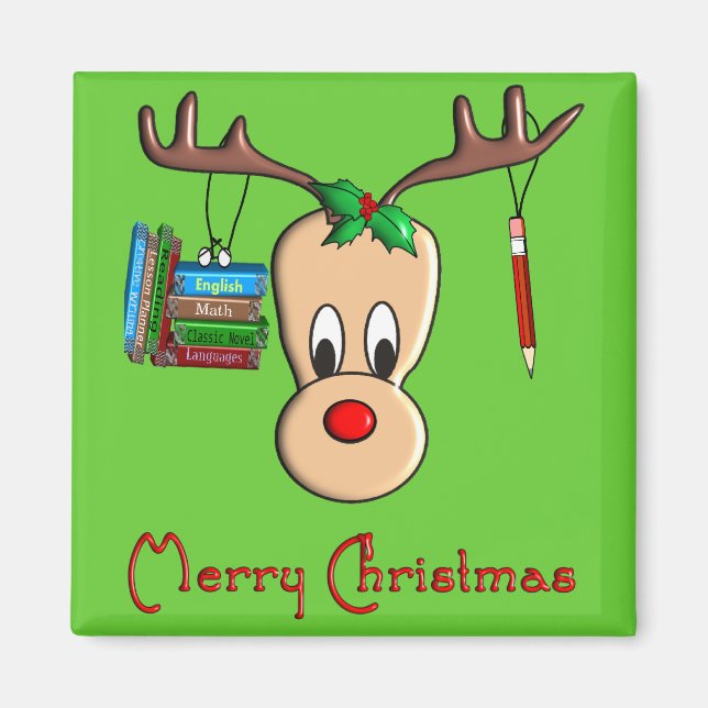Íman Professora Reindeer de Natal — Presentes Adoráveis (Frente)
