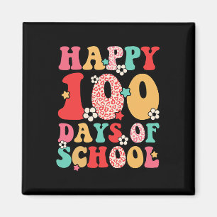 Íman Professores Crianças Retro Groovy 100 Dias Feliz 1