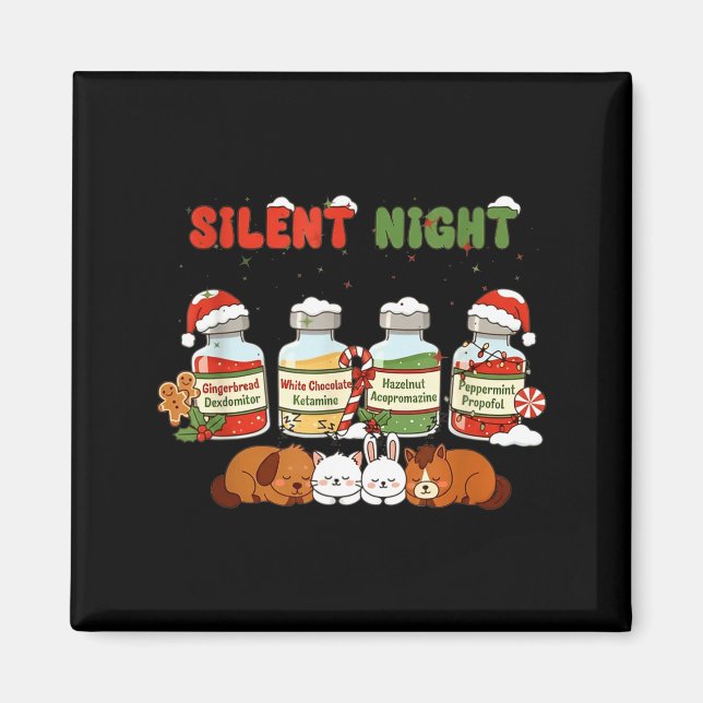 Íman Profol Silent Night Funny Vet Tech Christmas  (Frente)