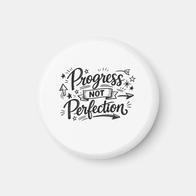 Íman Progress Not Perfection Motivational Quote Design (Frente)