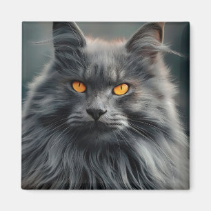 Íman Projeto de Retrato de Majestoso Gato de Cabelo Lon