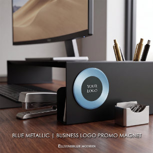 Íman Promoção de Logotipo Empresarial Metálico Azul