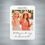 Íman Proposta de Bridesmaid de Foto Personalizada Moder<br><div class="desc">Íman de proposta moderno personalizado da madrinha com um nome e texto editáveis. Faça seu casamento especial com uma alternativo "você será minha dama de honra?" proposta para seus namoradas.</div>