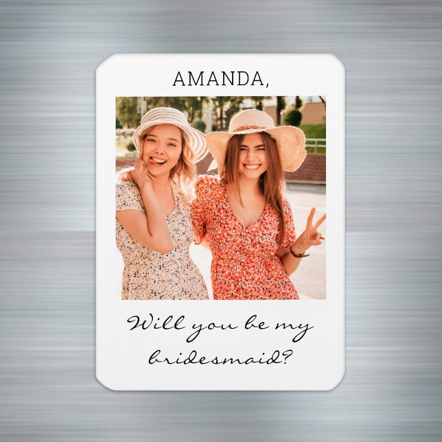 Íman Proposta de Bridesmaid de Foto Personalizada Moder (Modern Personalized Photo Bridesmaid Proposal Magnet
)