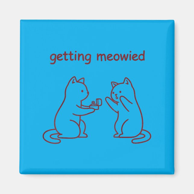 Íman Proposta de Noivado de Casamento de Gato Meowied (Frente)