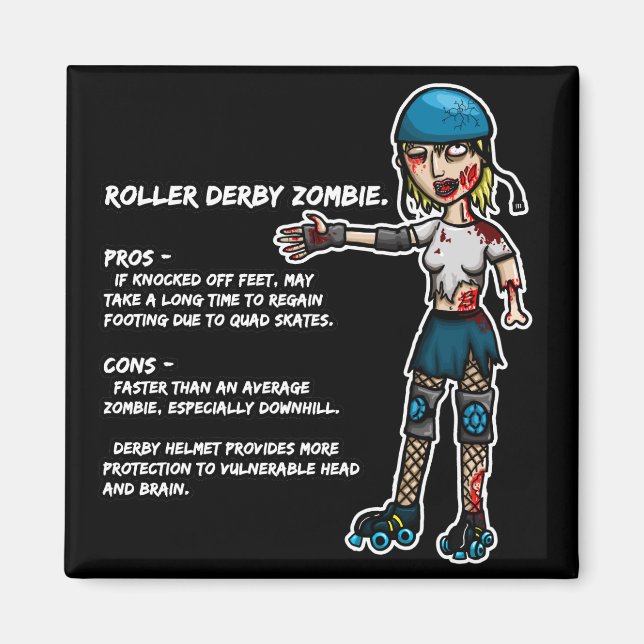 Íman Pros e Cons Roller Derby Zombie (Frente)