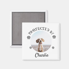 Íman Protected By Dog Photo Paw Print Design