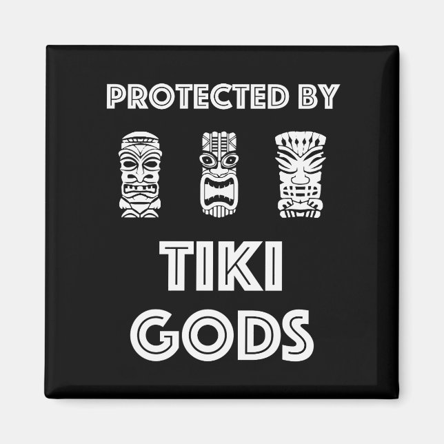 Íman Protegido por Tiki Gods Funny Tropical (Frente)