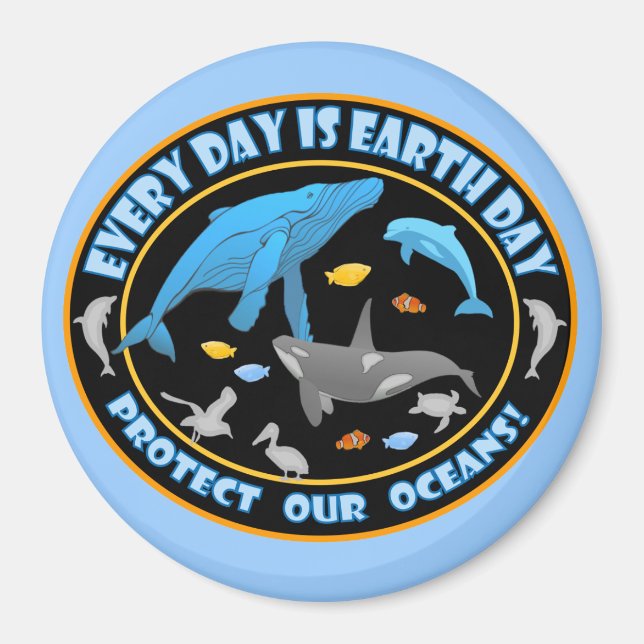 Íman Proteja Nossos Oceanos Dia da Terra (Frente)