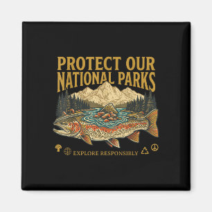 Íman Proteja nossos parques nacionais design retrô vint