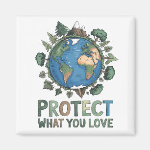 Íman Proteja o que você ama" Design da Terra ambiental