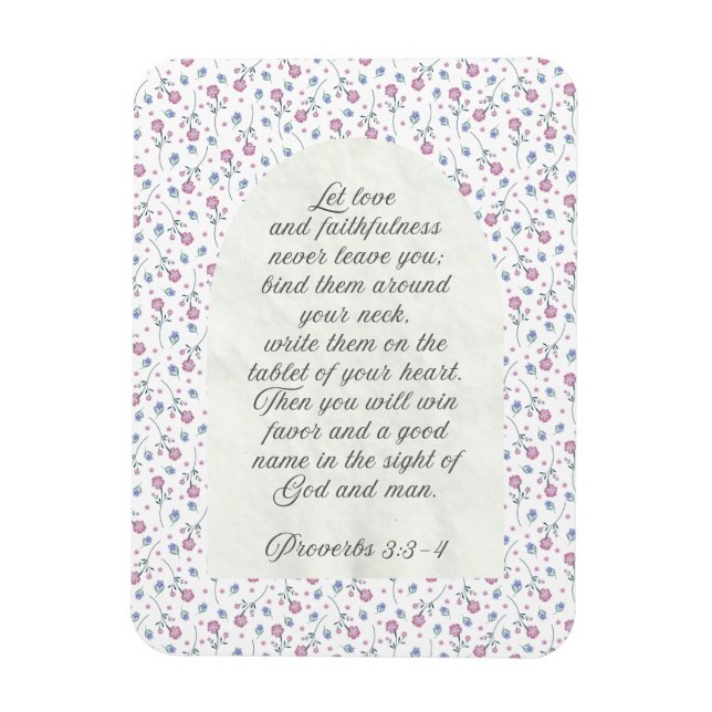 Íman Provérbios 3:3–4 Escritura Floral  (Vertical)