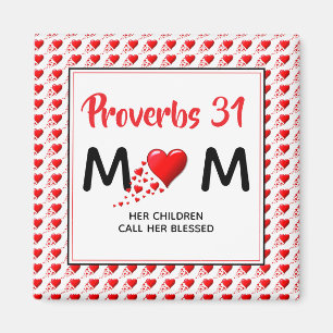 Íman PROVERBS 31 MOM Red Hearts Dia de as mães Cristã