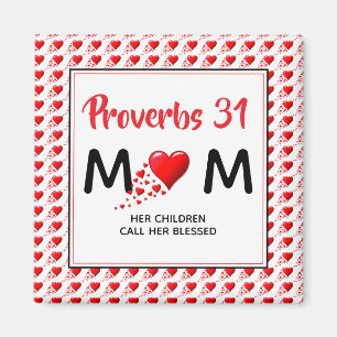 Íman PROVERBS 31 MOM Red Hearts Dia de as mães Cristão