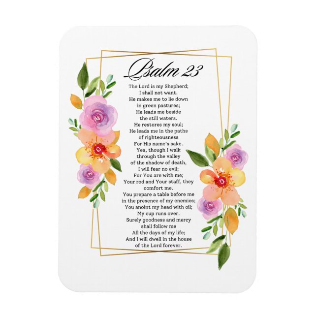 Íman Psalm 23 Floral Geometric Frame (Vertical)