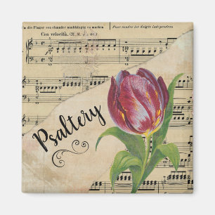 Íman Psaltery Elegant Tulip Vintage Sheet Music