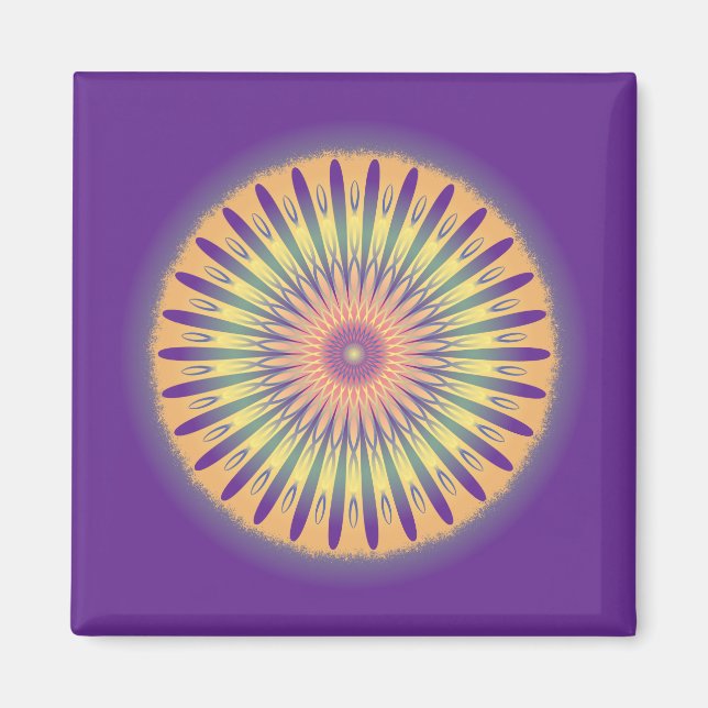 Íman Psicodélico Amarelo-Laranja Roxo Mandala (Frente)