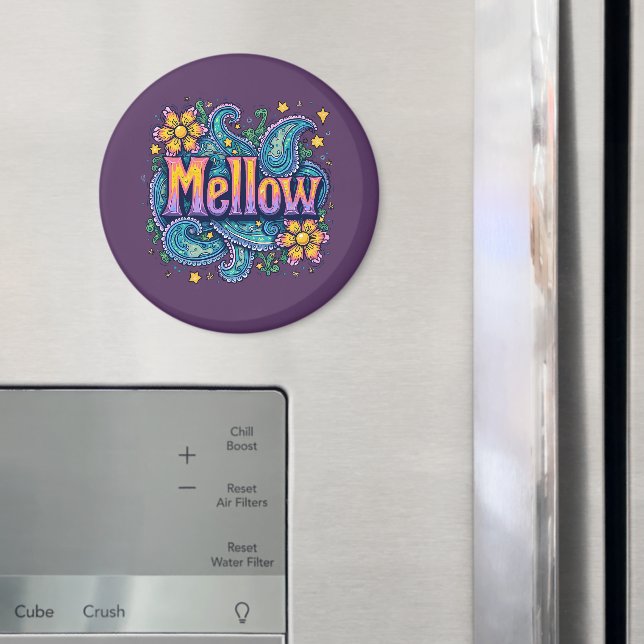 Íman Psychedelic Groovy "Mellow" Retro Hippie Art (In Situ (Fridge))