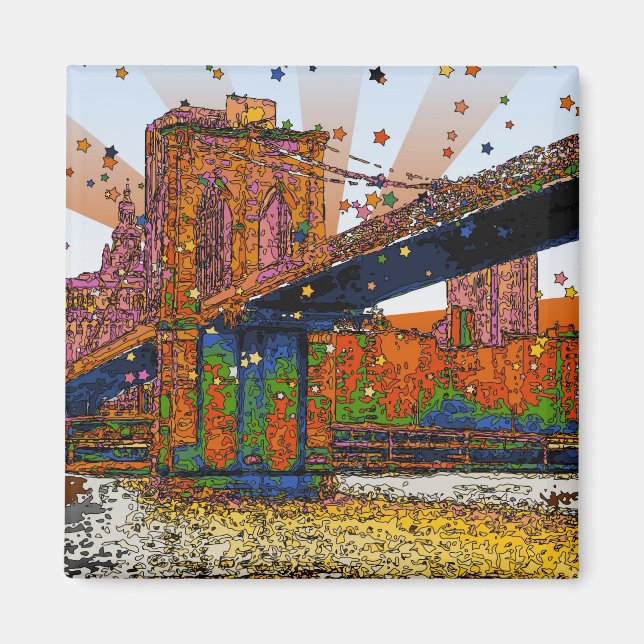 Íman Psychedelic NYC: Ponte Brooklyn nº 1 (Frente)