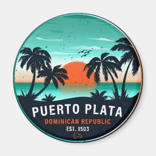 Íman Puerto Plata Dominican Retro Sunset Souvenir 60