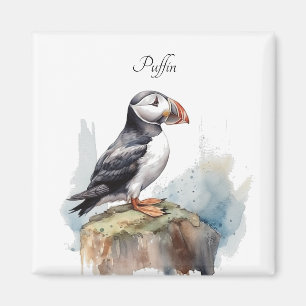 Íman Puffin em Rock Watercolor, personalizado