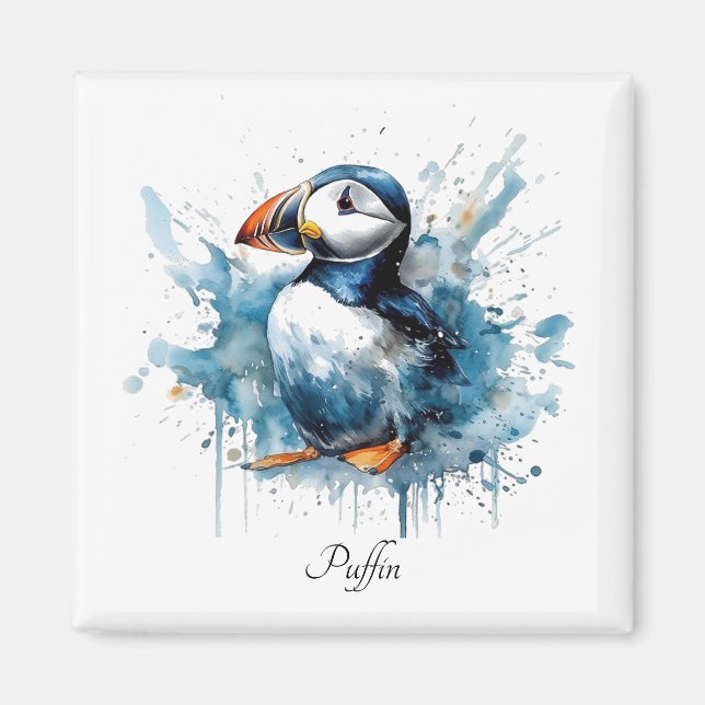 Íman Puffin Splash, personalizado (Frente)