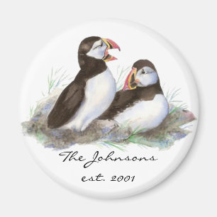 Íman Puffins Cuja Família De Monogramas Datas Personali