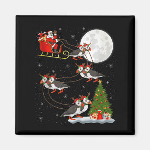 Íman Puffins Pássaro Papai Noel Trenó Voador Divertido