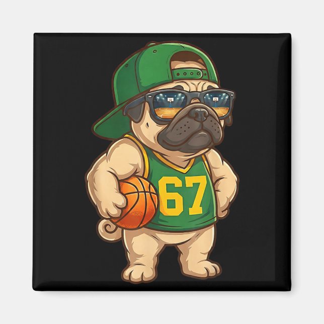 Íman Pug Basketball Dog 67 Gen Alpha Slang Srts Men Boy (Frente)