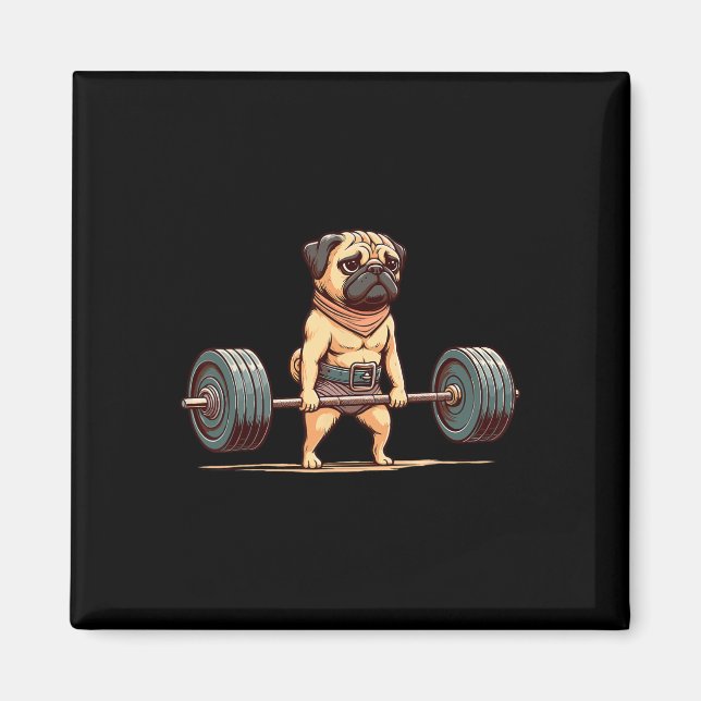 Íman Pug Bodybuilder Gym Humor Pesar Workout M (Frente)